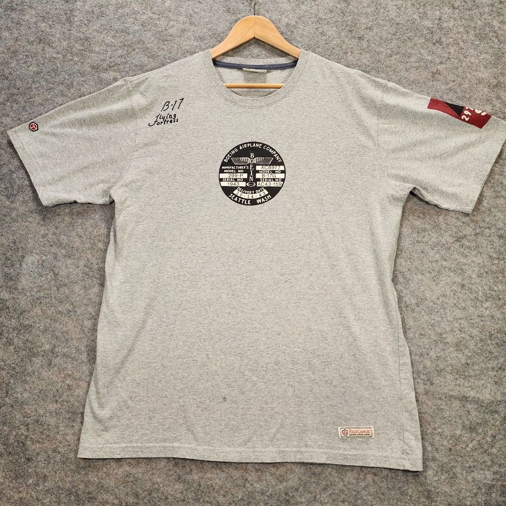 B-17 Bomber T-shirt Red Canoe Flying‎ Fortress Mens XXL Gray Logo Graphic Plane